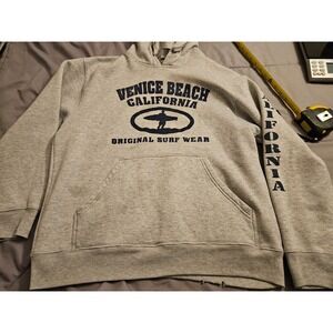 Hill Heavyweight‎ Hoodie Mens Large Heather Gray Pullover Graphic Venice Beach